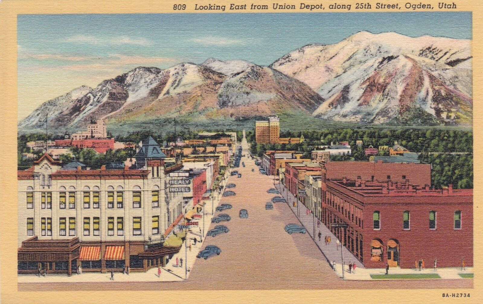 25th Street Ogden Utah Linen Postcard 1930\'s