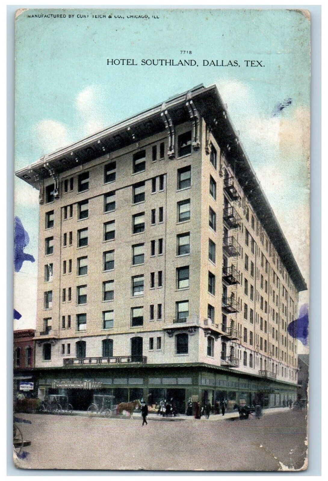 1916 Exterior View Hotel Southland Dallas Texas Verdon Nebraska Vintage Postcard