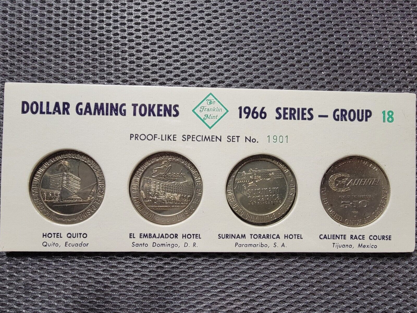 Franklin Mint 1966 Group 18 Dollar Gaming Tokens Proof-Like Specimen Set 1901