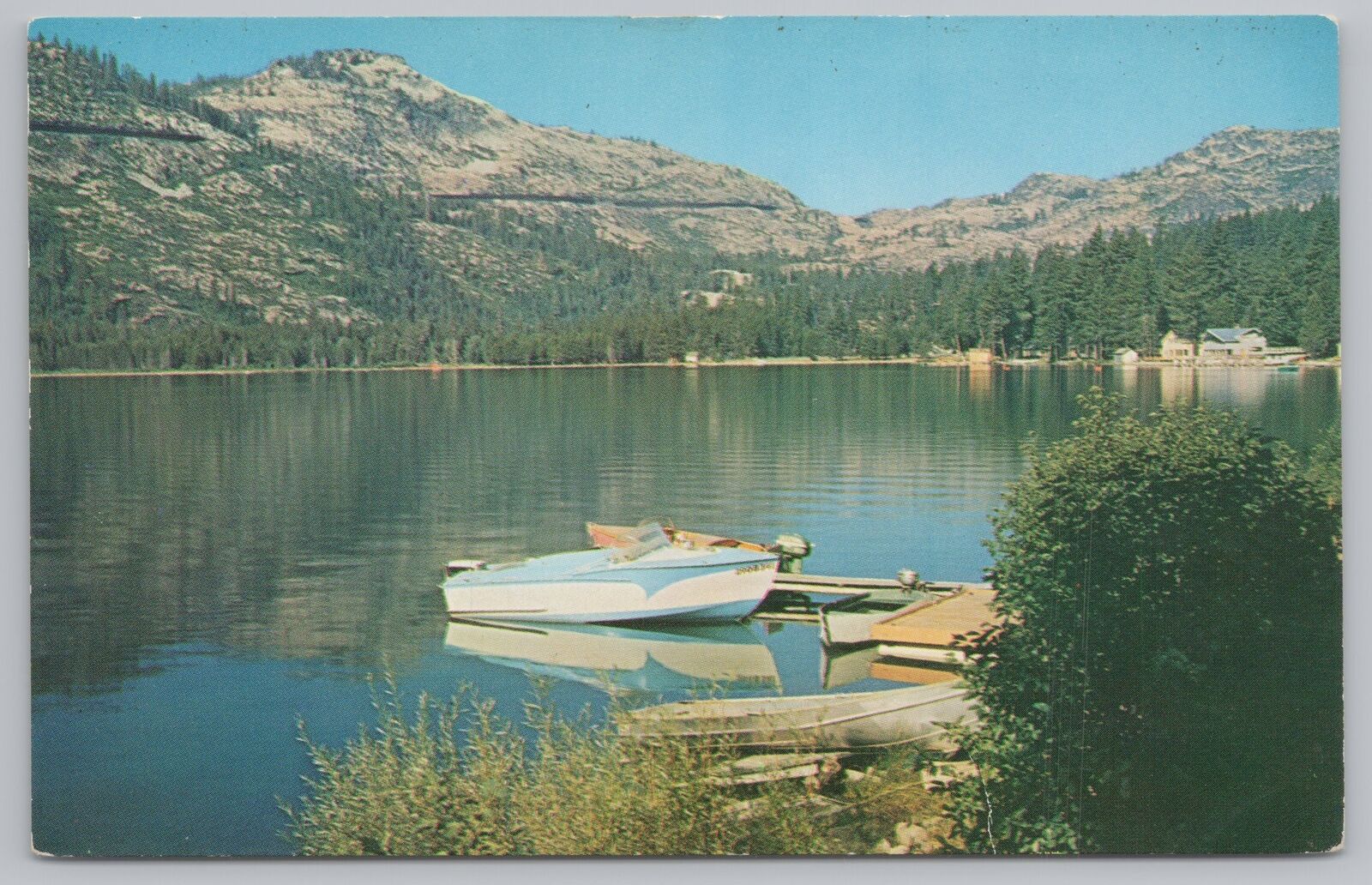 State View~Donner Lake Below Mountain~Vintage Postcard