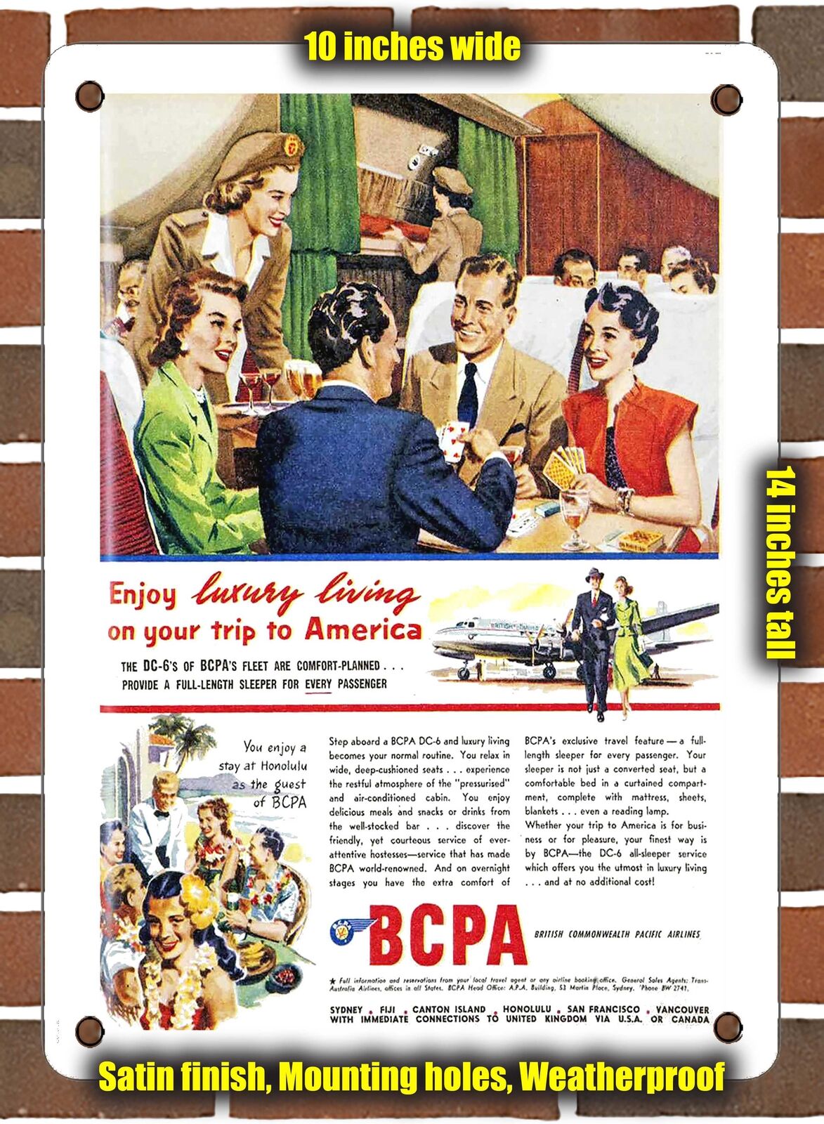 METAL SIGN - 1952 Enjoy Luxury Living on Your Trip to America BCPA - 10x14\