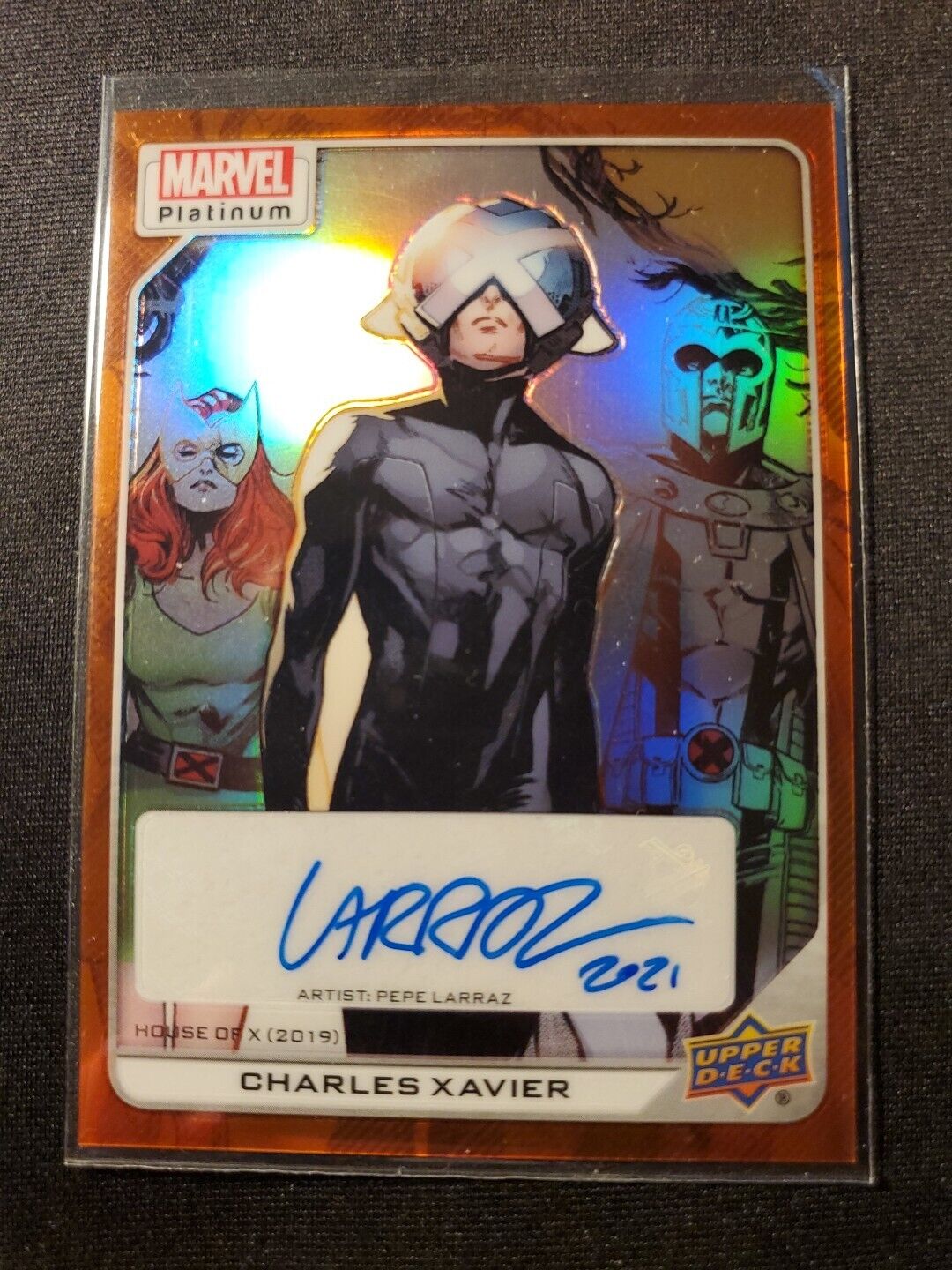 2023 Marvel Platinum Charles Xavier #163 Creator Auto Orange Rainbow #14/25