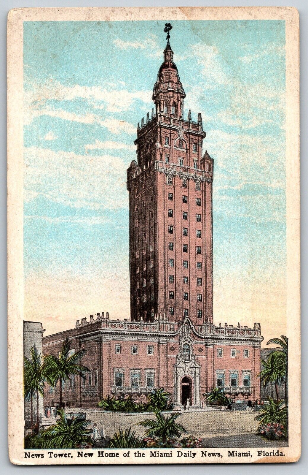 Miami, Florida - News Tower, New Home Of The Miami Daily News - Vintage Postcard