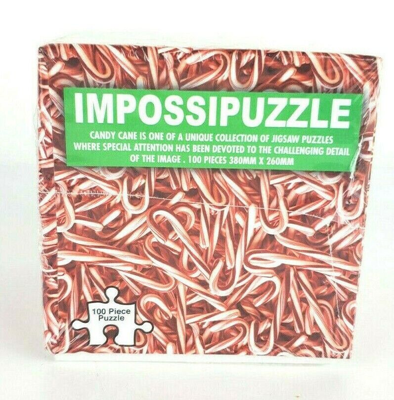 IMPOSSIPUZZLE Jigsaw Puzzle Candy Canes 100 Piece Christmas Holiday New Sealed