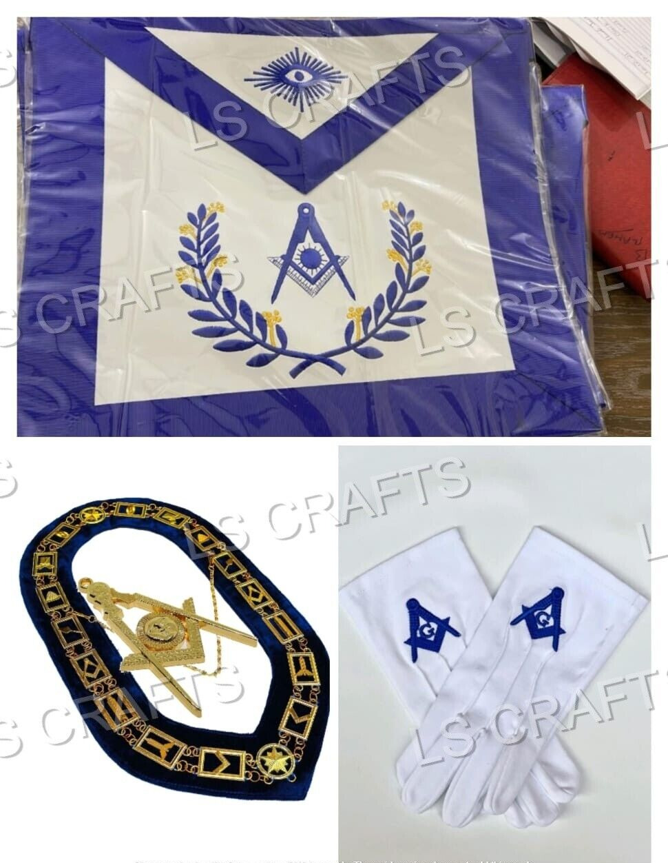 Masonic Regalia Blue Lodge Officer Senior Deacon Apron Chain Collar With Jewel