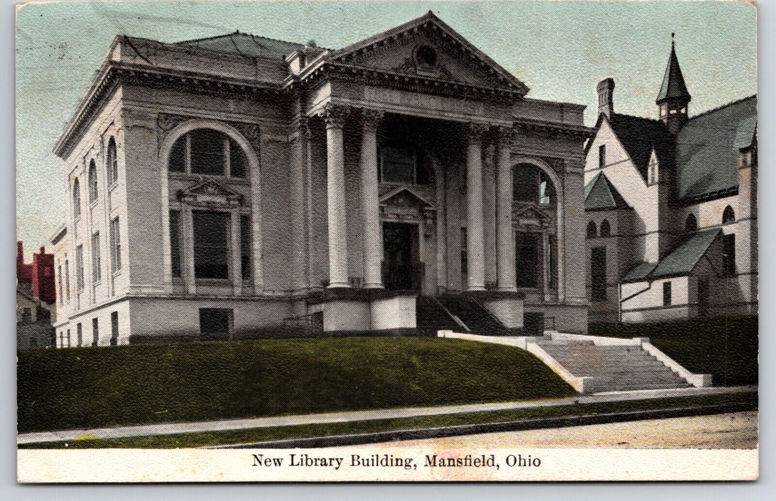 New Library Building c1909 Mansfield Ohio OH Vintage Postcard