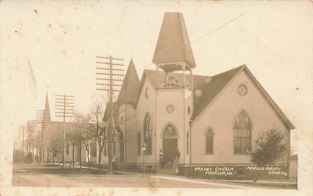 c1910 RPPC Presbyterian Church Manilla IA Iowa Real Photo P230
