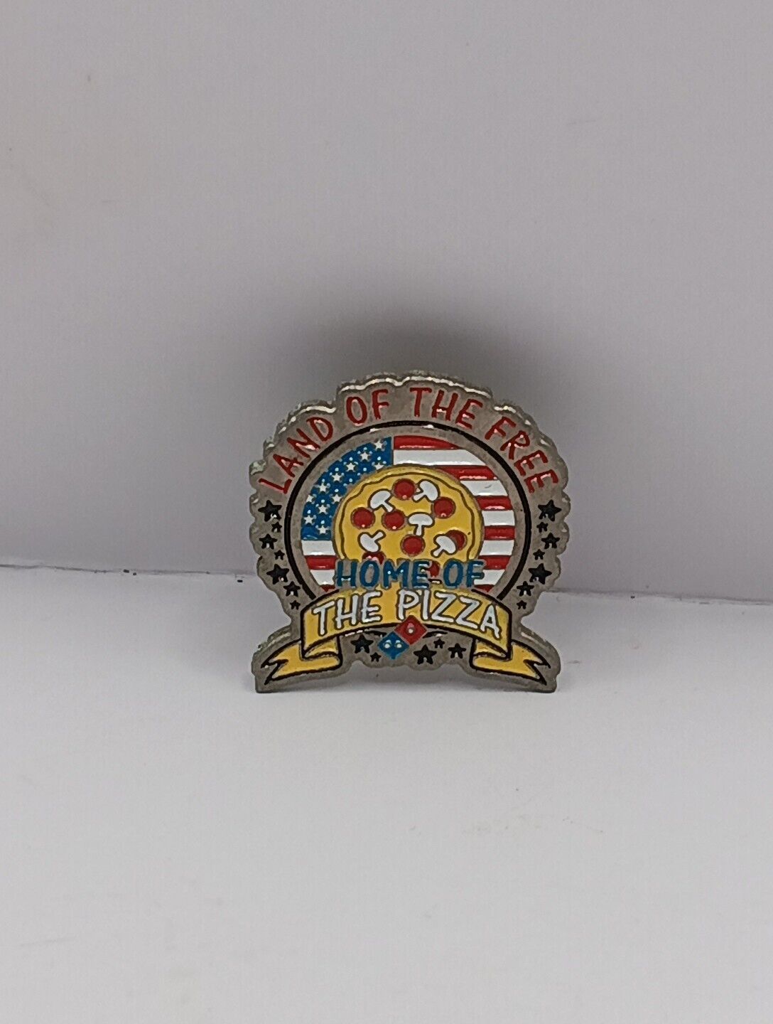 Domino\'s Pizza Enamel Hat Pin LAND OF THE FREE HOME  OF THE PIZZA 