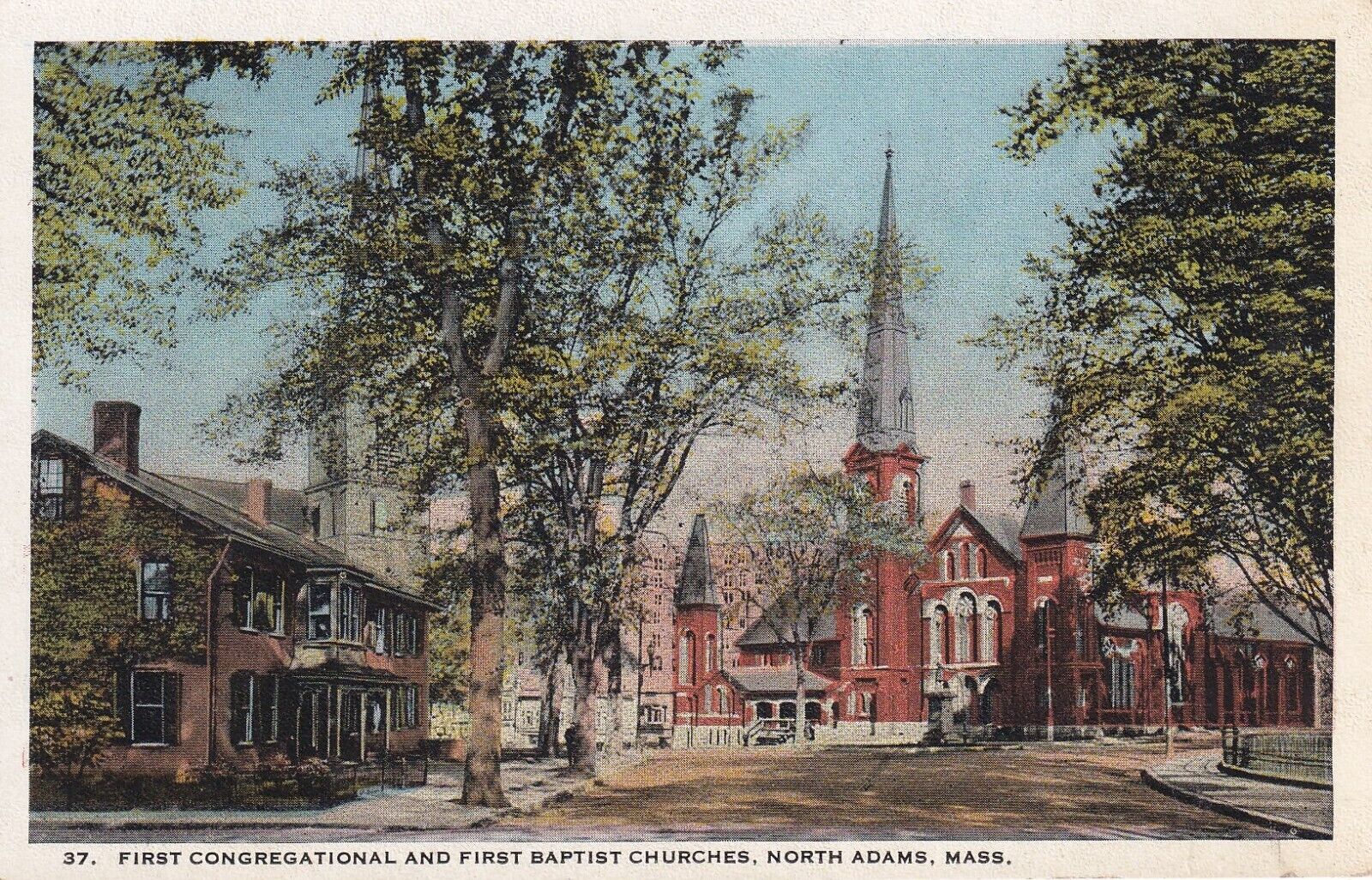 UNPOSTED North Adams Massachusetts, Baptist Churches Vintage Postcard-WB-J651