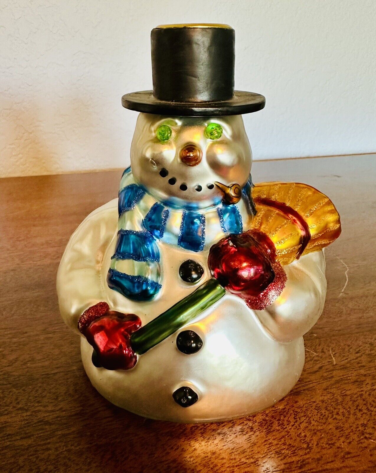 1998 Dept 56 Mercury Glass Snowman Frosty Taper Candle Holder Retired