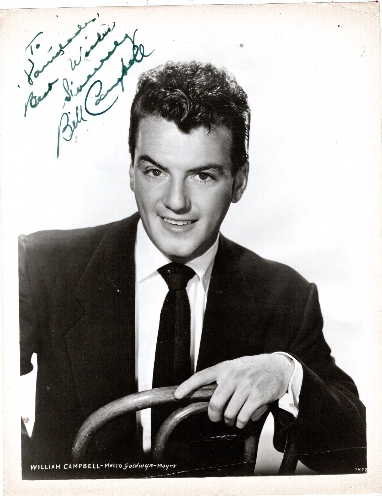 AMERICAN ACTOR WILLIAM CAMPBELL, SIGNED VINTAGE STUDIO PHOTO.