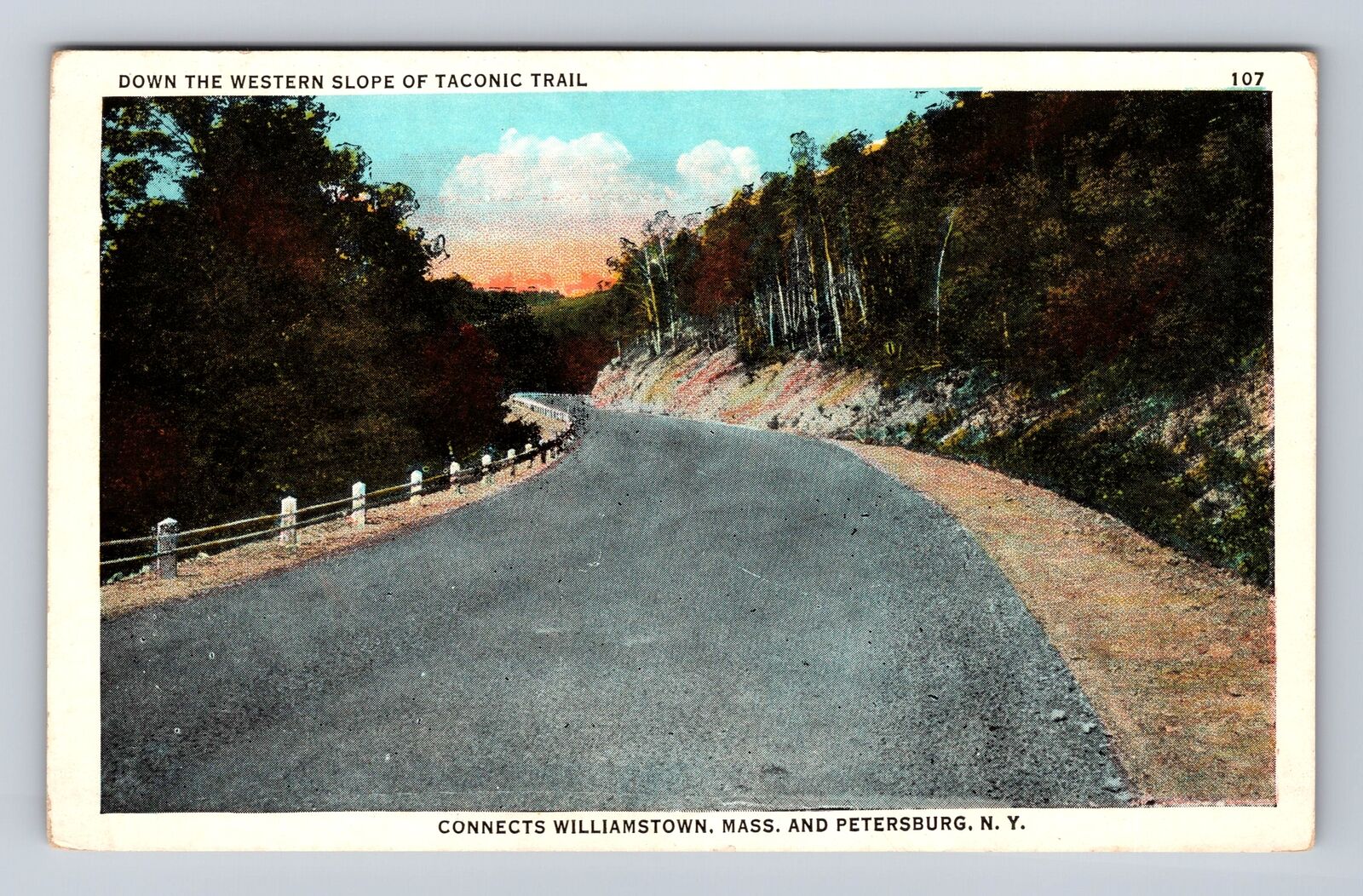 Petersburg NY-New York, Down Western Slope Taconic Trail Vintage Postcard