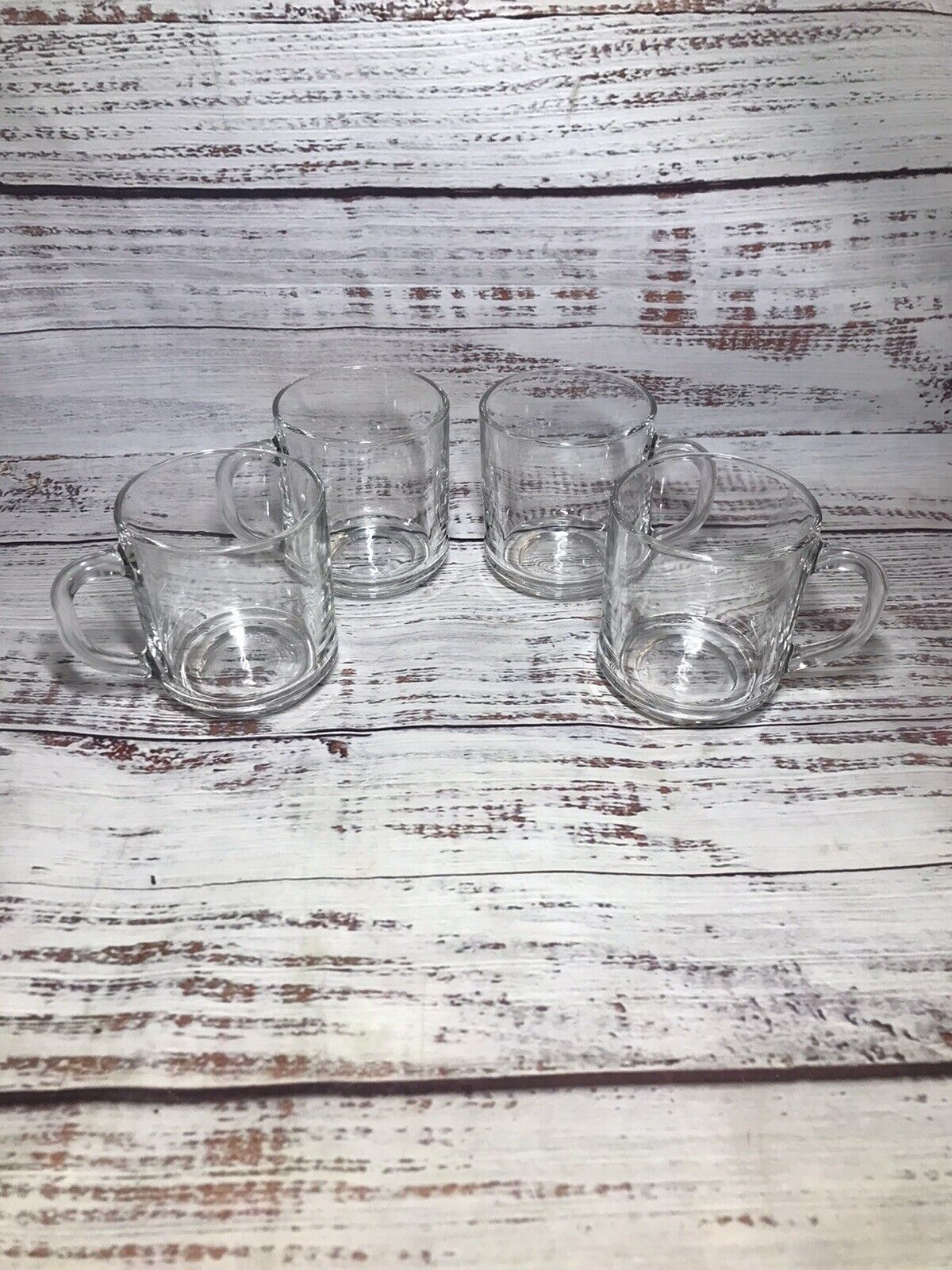 4 Arcoroc Mugs Clear Glass 10 oz Coffee Tea Cup Mug 3 1/2\