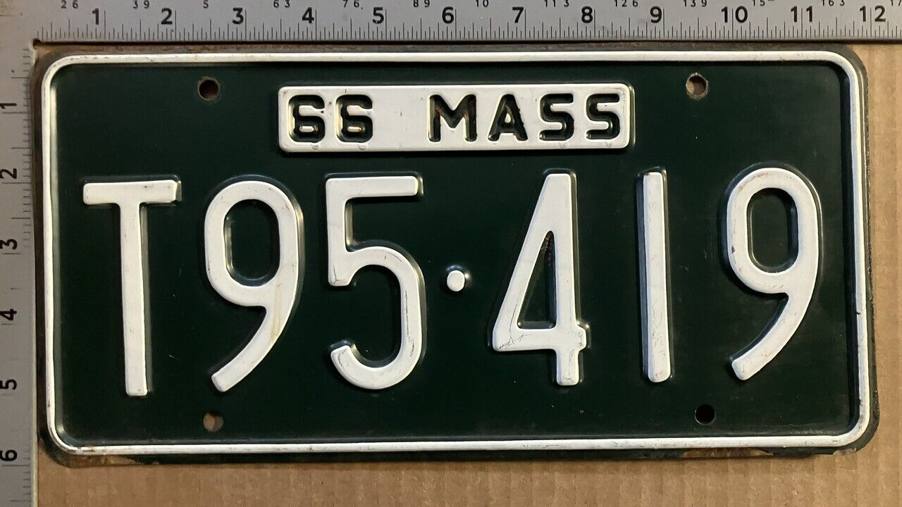1966 Massachusetts trailer license plate T95-419 high grade original 13408