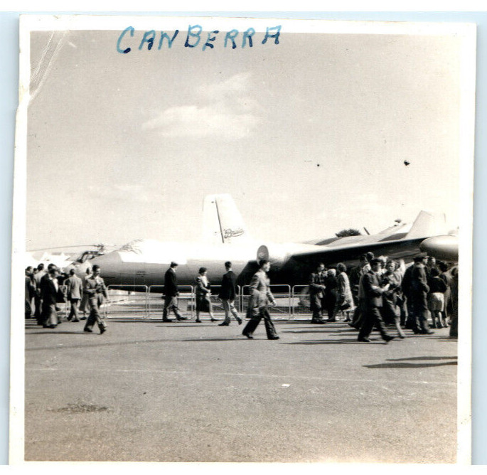Vintage Photo 1953, Canberra Plane, Coronation Air Show w/ Crowd, JNHC 3.5x3.5