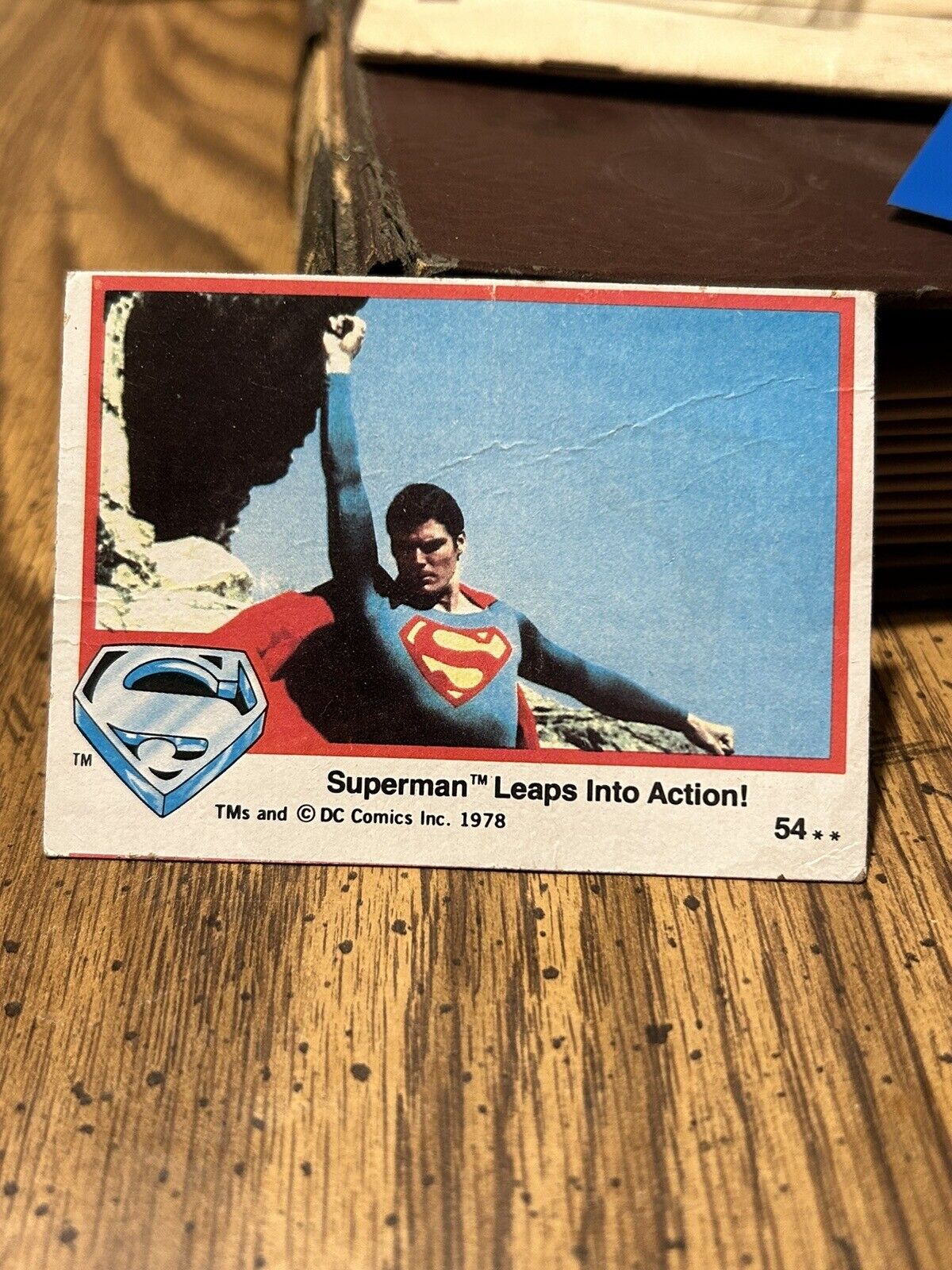 1978 DC Comics Superman Card #54 Superman Leaps into Action Vintage