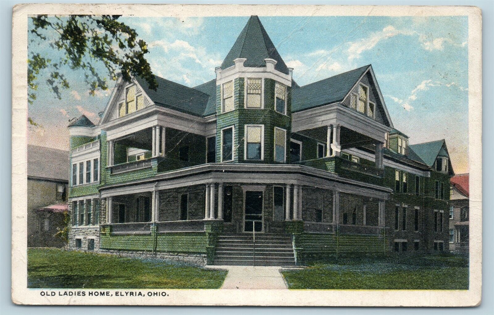 Postcard Elyria Ohio Old Ladies Home 1918 AB11