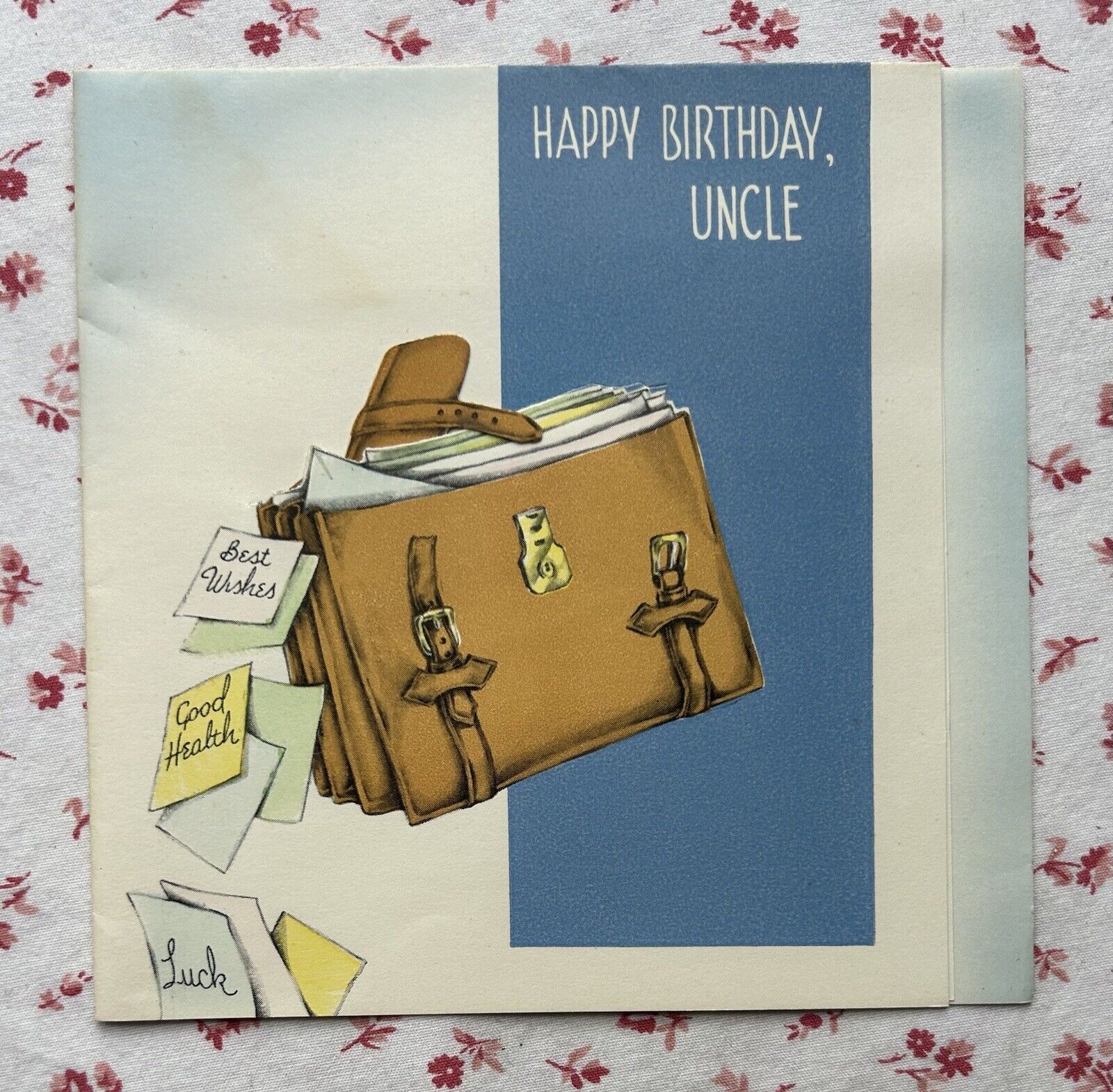 Vintage 1940s UNUSED “Happy Birthday, Uncle” Brief Case Greeting Card