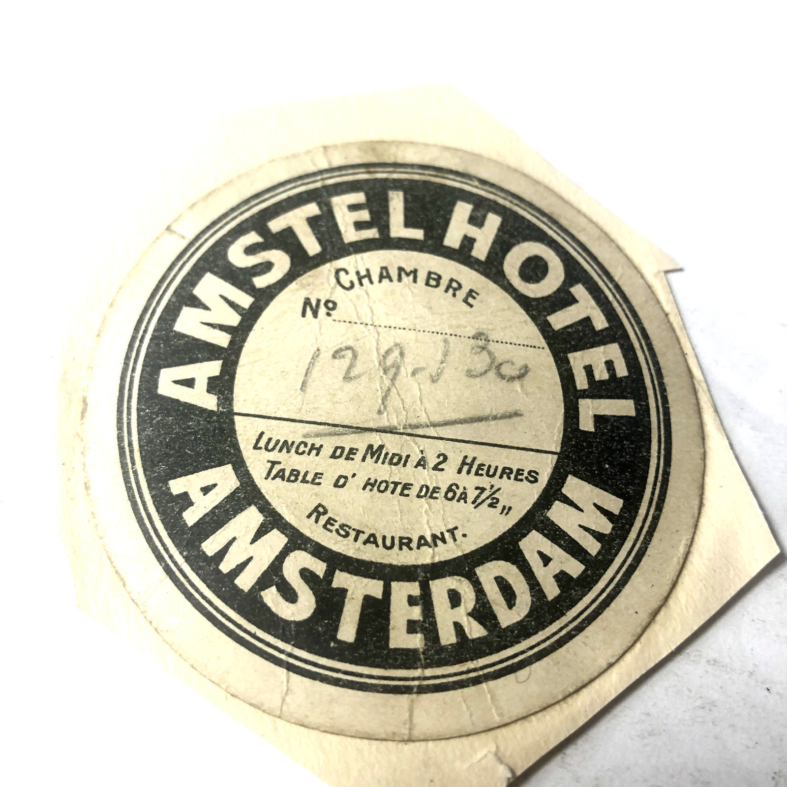 Vintage Amstel Hotel, Amsterdam, unused luggage label. 3\