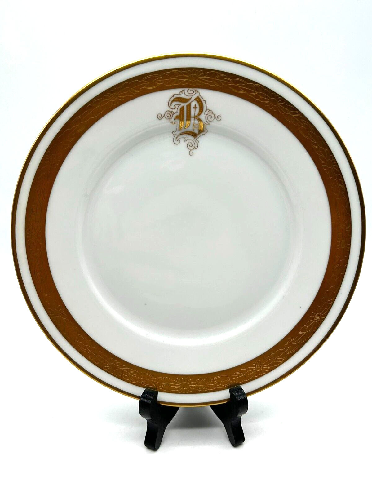 Vintage Hutschenreuther Selb LHS Bavaria Monogram B Gold Encrusted Salad Plate