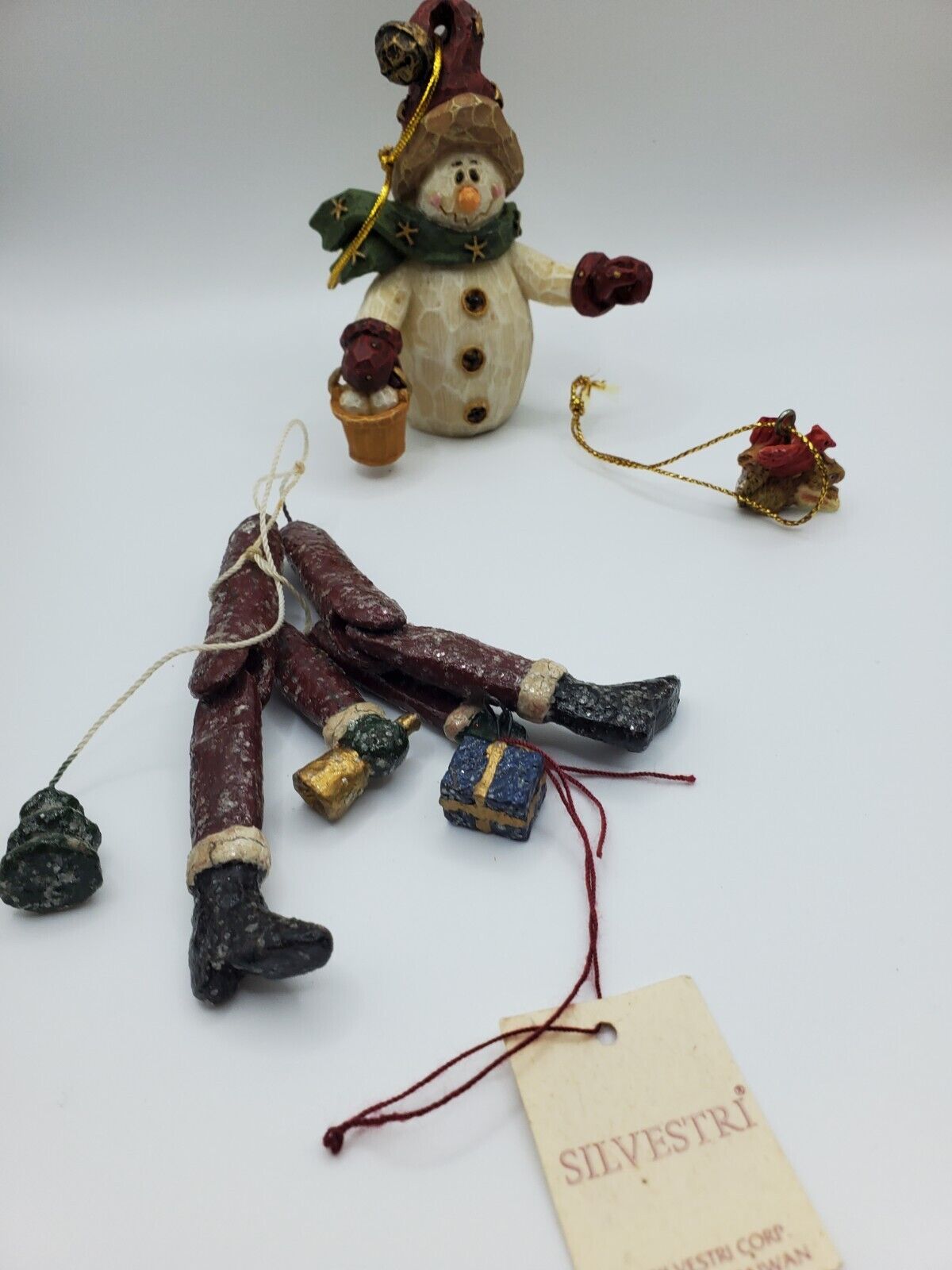 Primitive Christmas Ornaments Silvestri Snowman Santa B118