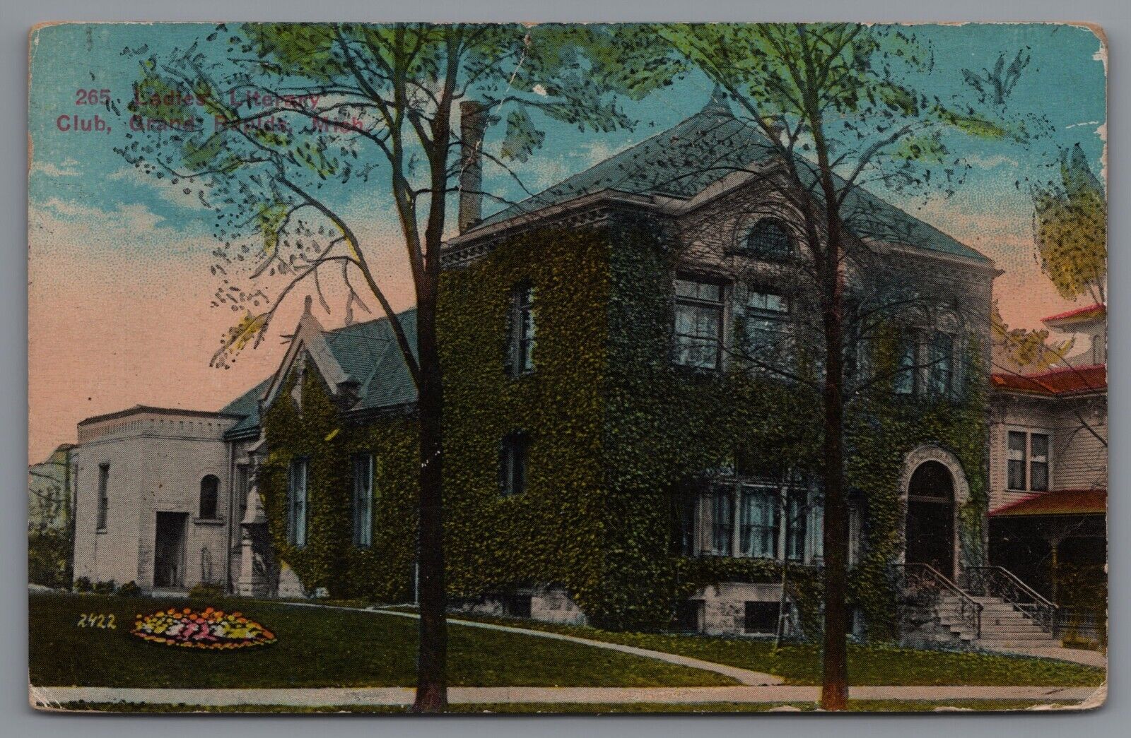 Postcard MI Ladies Literary Club Grand Rapids Michigan Posted 1915 C13