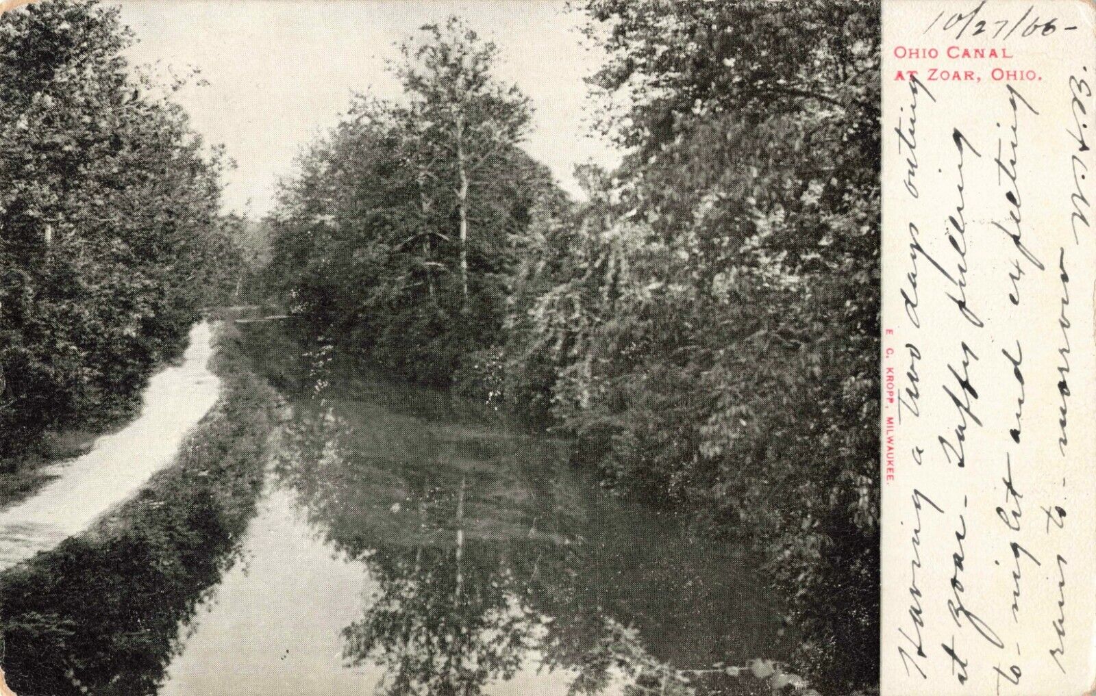 Ohio Canal at Zoar, Ohio OH - 1906 Vintage Postcard