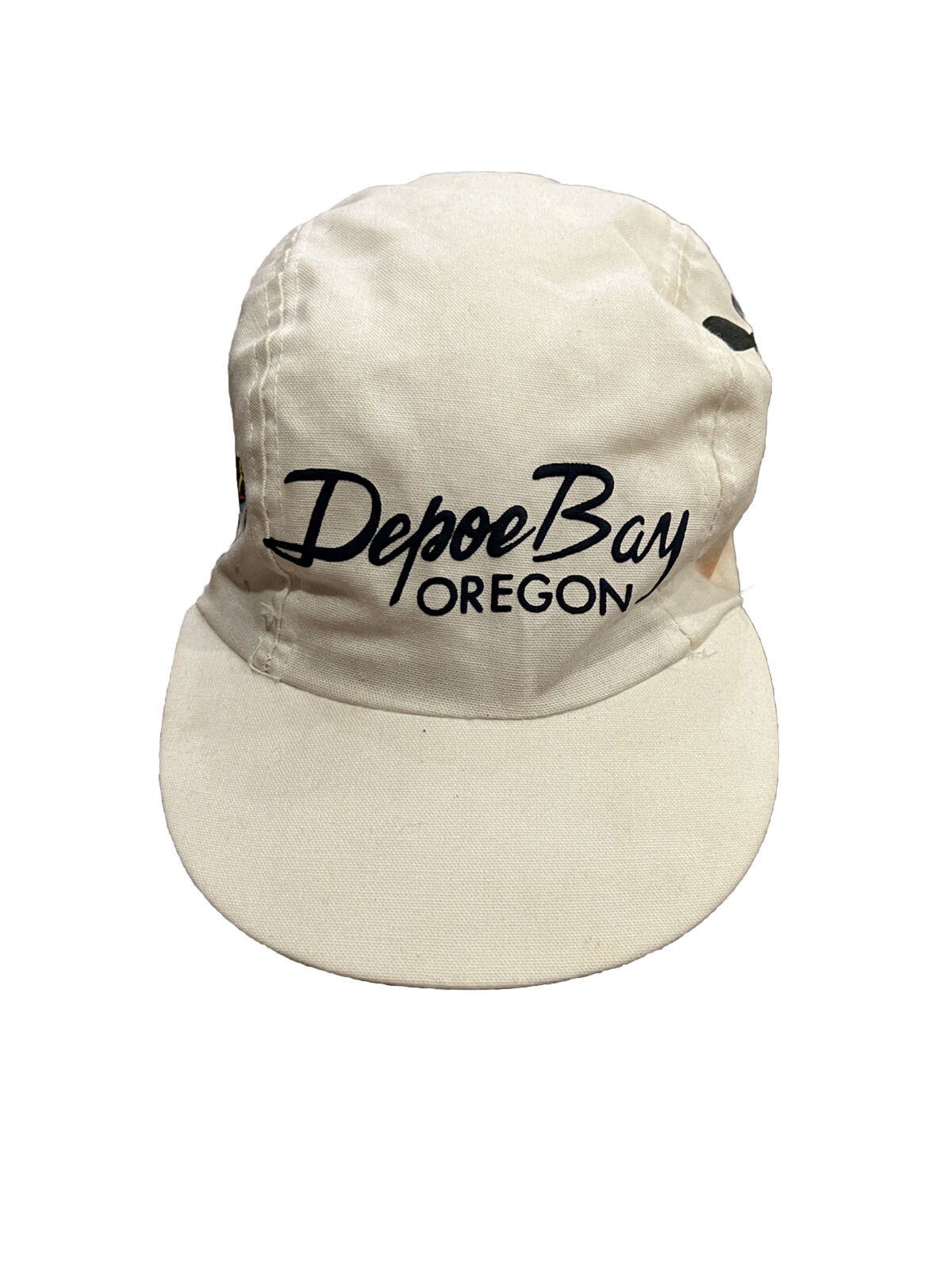 Vintage 80s 90s Unisex White Disney Depoe Bay Oregon Stretch Adjustable Hat Cap
