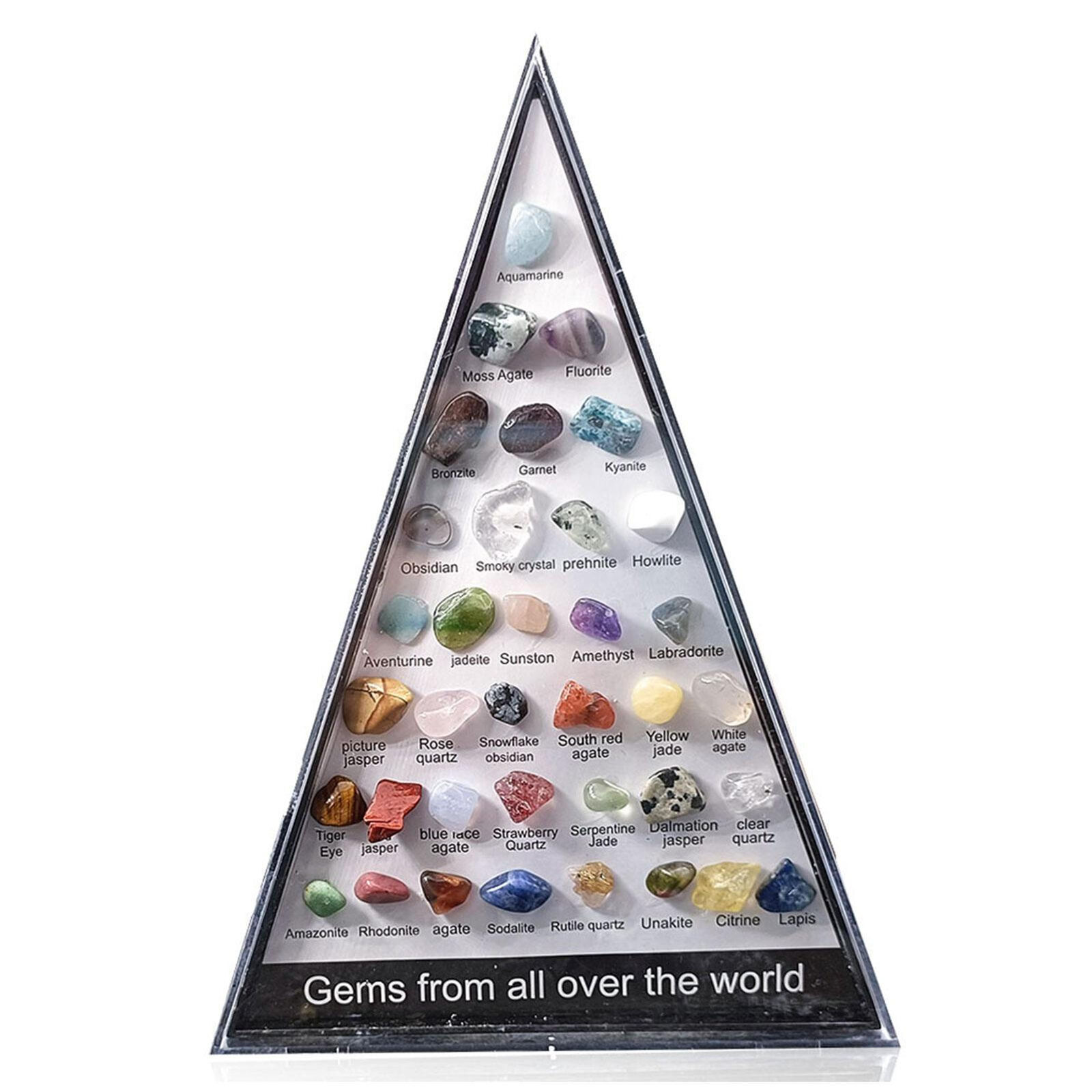 36PCS Geology Gem Kit In A Display Case For Kids Rock & Mineral Collection 