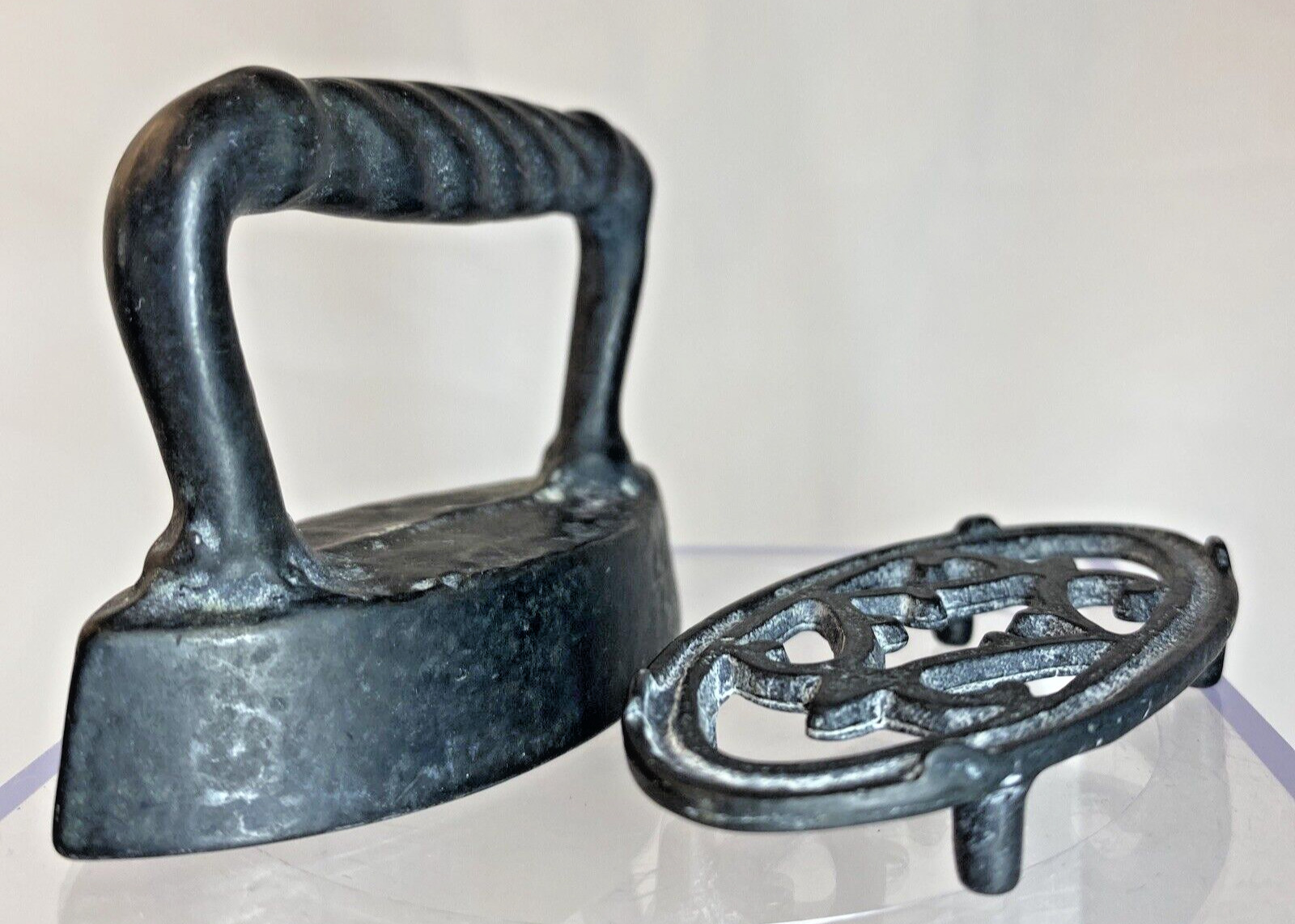 Cast Metal Miniature Iron with Stand