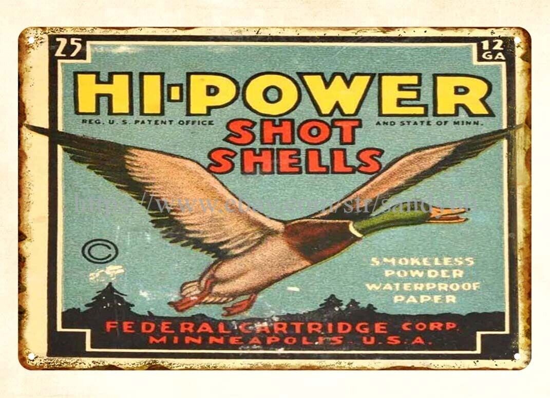 Federal shot shells cartridge ammo bullet hunting duck metal tin sign