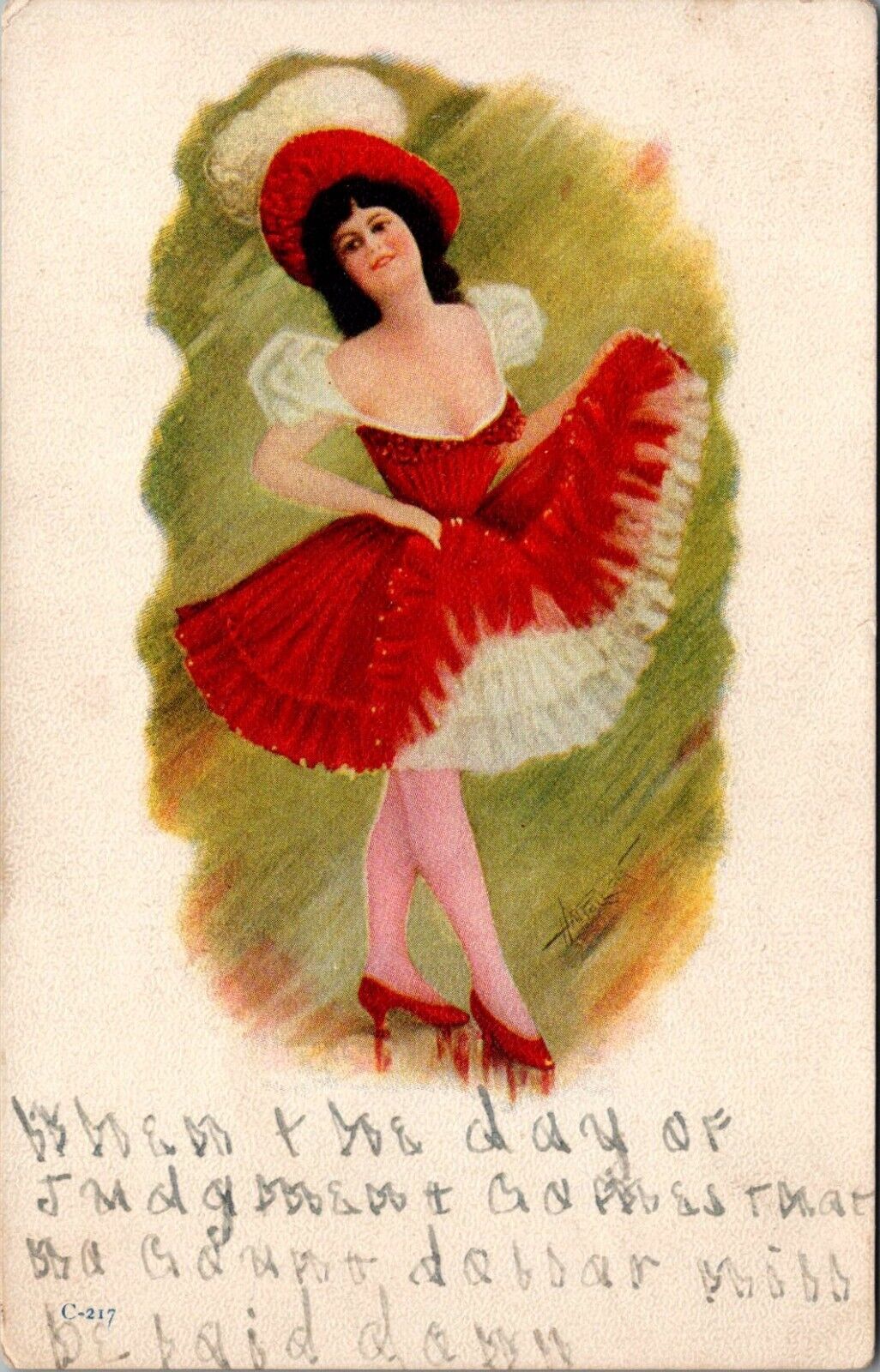 Postcard Can-Can; Lady in Red;  Showgirl Dancer Chorus Girl Ck
