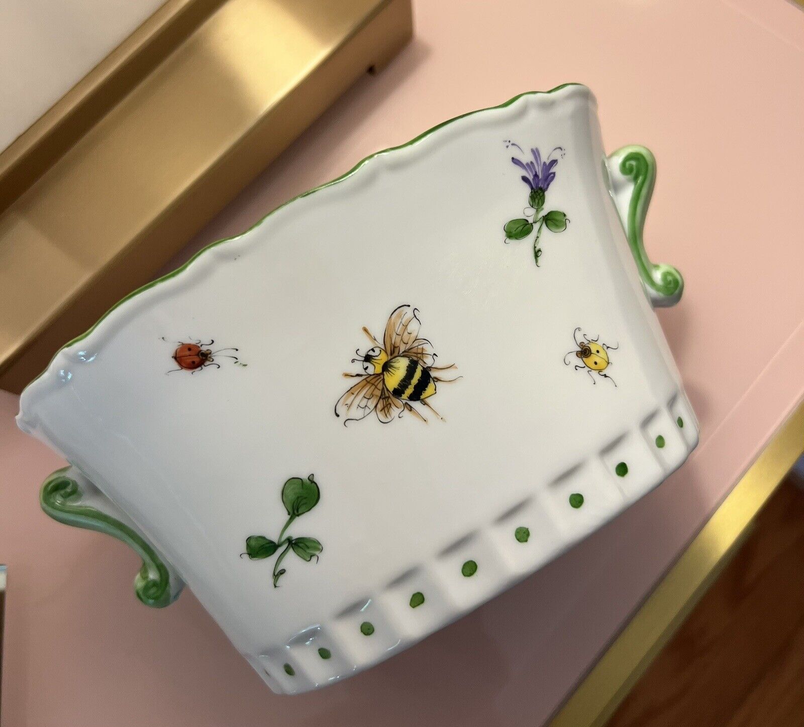 Ann Marie Murray  Bespoke Porcelain Bumble Bee Butterfly Cachepot NEW