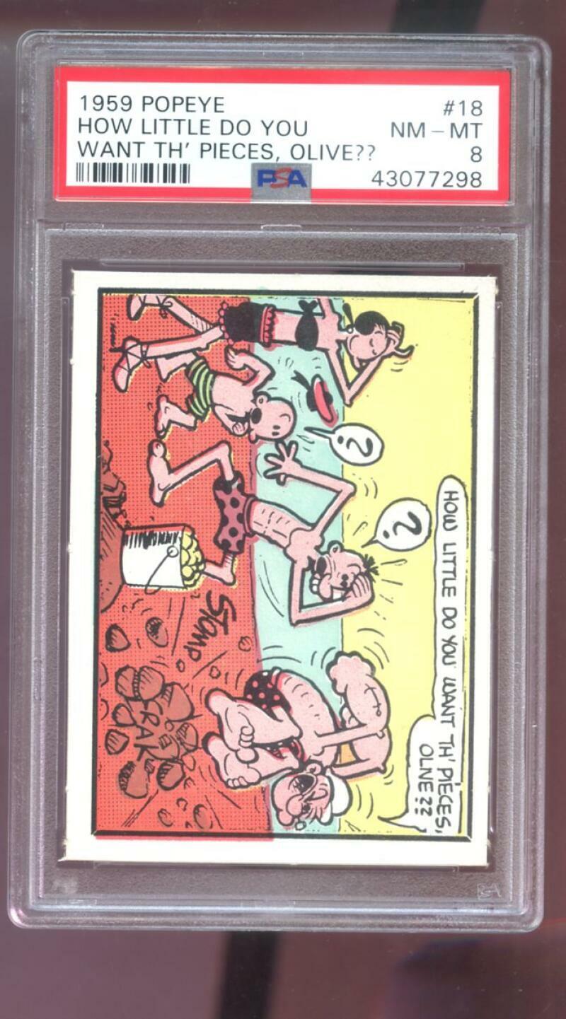 1959 Popeye #18 How Little Do You Want Olive Oyl PSA 8 Graded Card Ad-Trix King