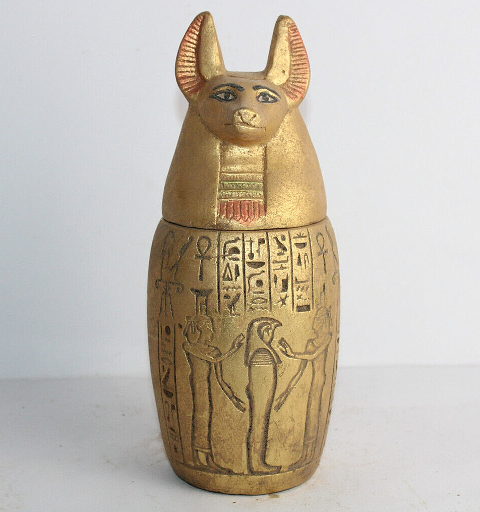 RARE ANCIENT EGYPTIAN ANTIQUE ANUBIS PHAROH CANOPIC Jar Mummification (B0+)