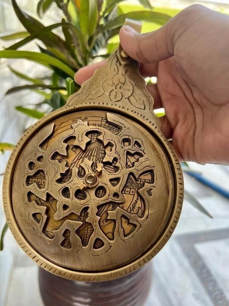Vintage Antique Brass Astrolabe English Globe Navigation Maritime Astrological