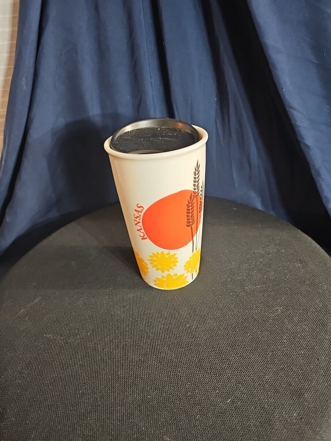 Starbucks Coffee Kansas Ceramic Double Wall 12oz Travel Tumbler Cup Mug RARE