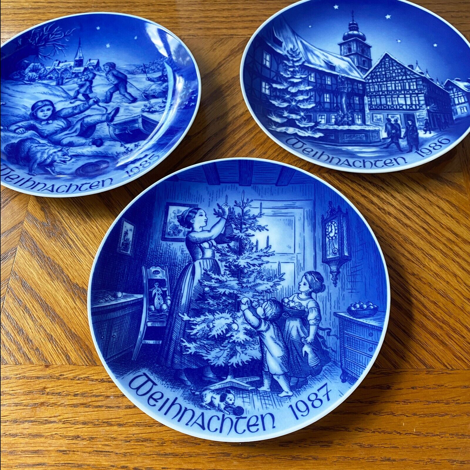 Bavaria Germany Bareuther Christmas Plates Years 1985-87 Set of 3 Weihnachten