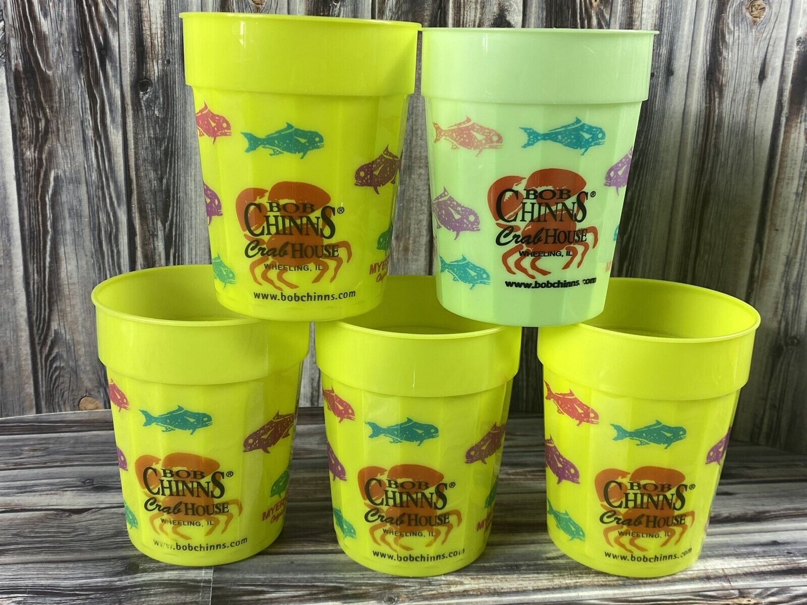 Bob Chinn’s CrabHouse World Famous Yellow Mai Tai Cups Myer\'s Rum - Lot of 5