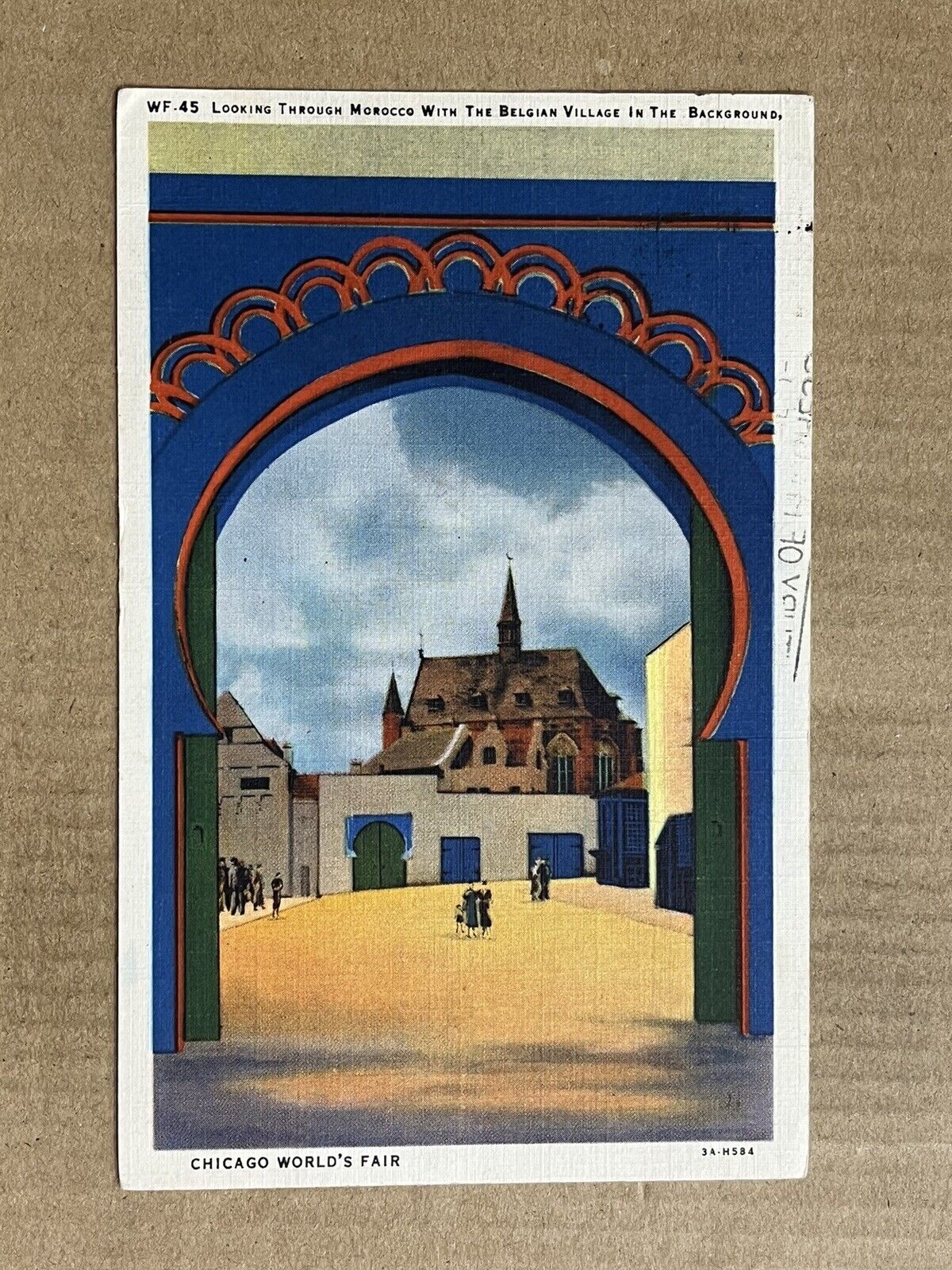Postcard Chicago IL Illinois Worlds Fair Morocco Belgian Village Vintage 1933 PC