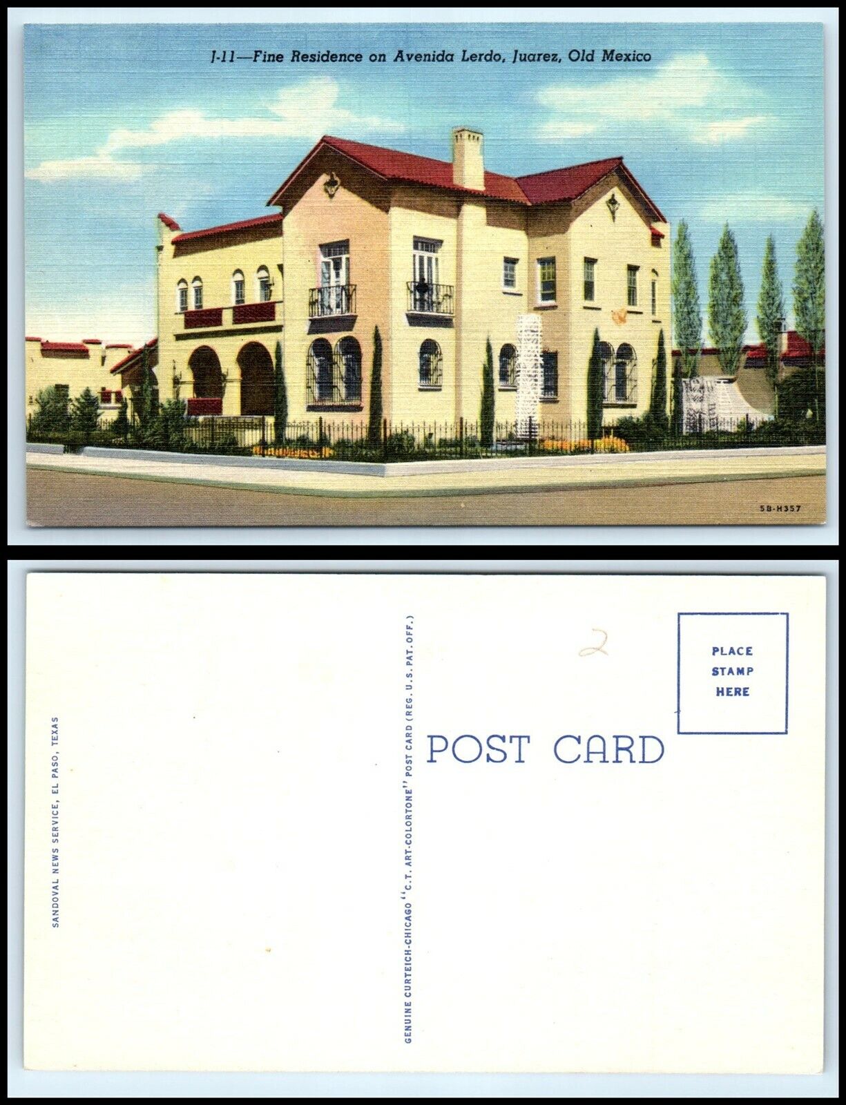 MEXICO Postcard -Juarez, Fine Residence On Avenida Lerdo FZ5
