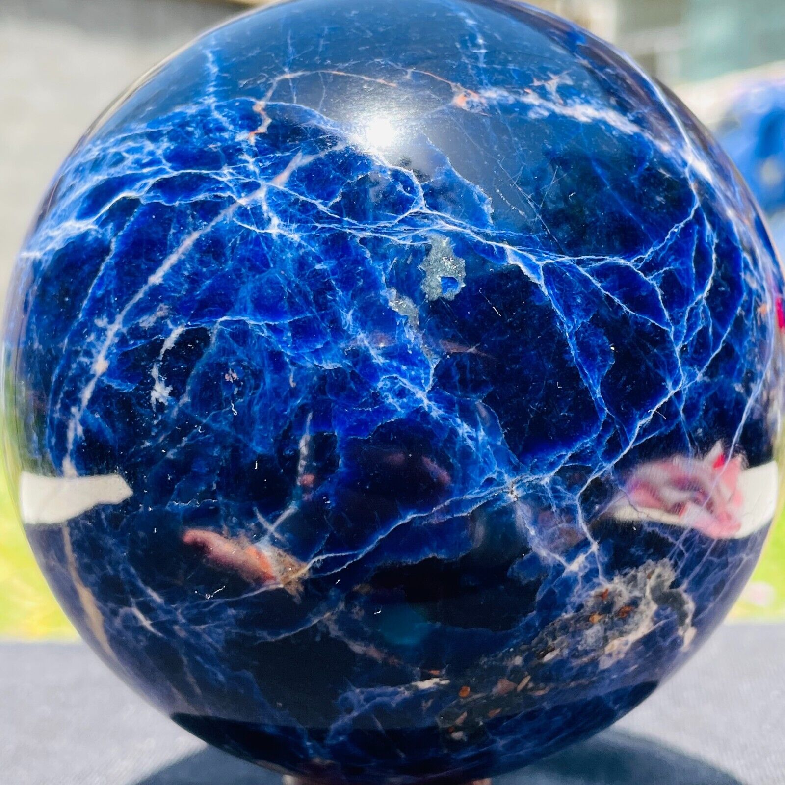 2.63LB Top Large Blue Sodalite Crystal Chakra Stone Energy Sphere Healing Reiki