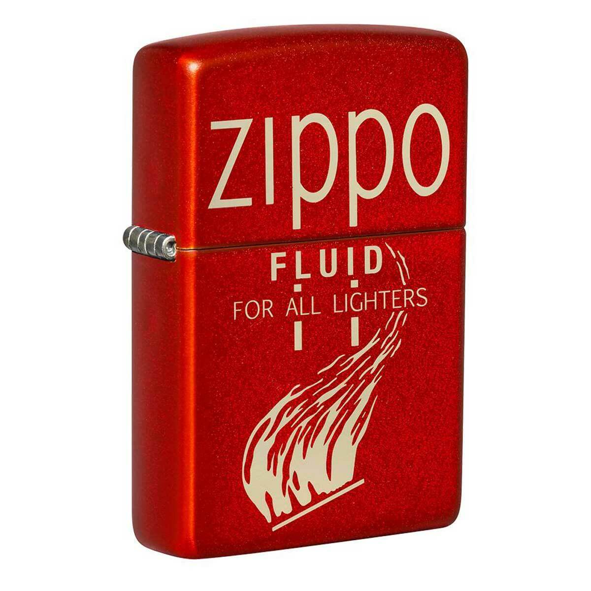 Zippo Windproof Lighter Retro Design Metallic Red Finish Refillable 49586