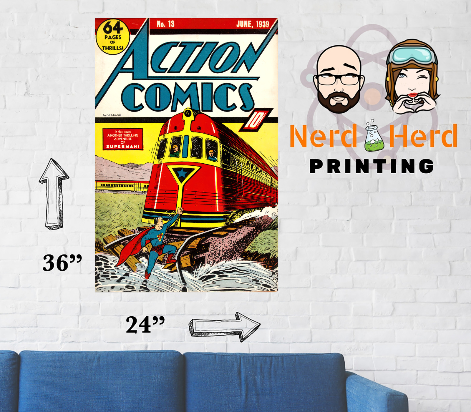 Action Comics #13 Comic Cover Wall Poster Multiple Sizes 11x17-24x36