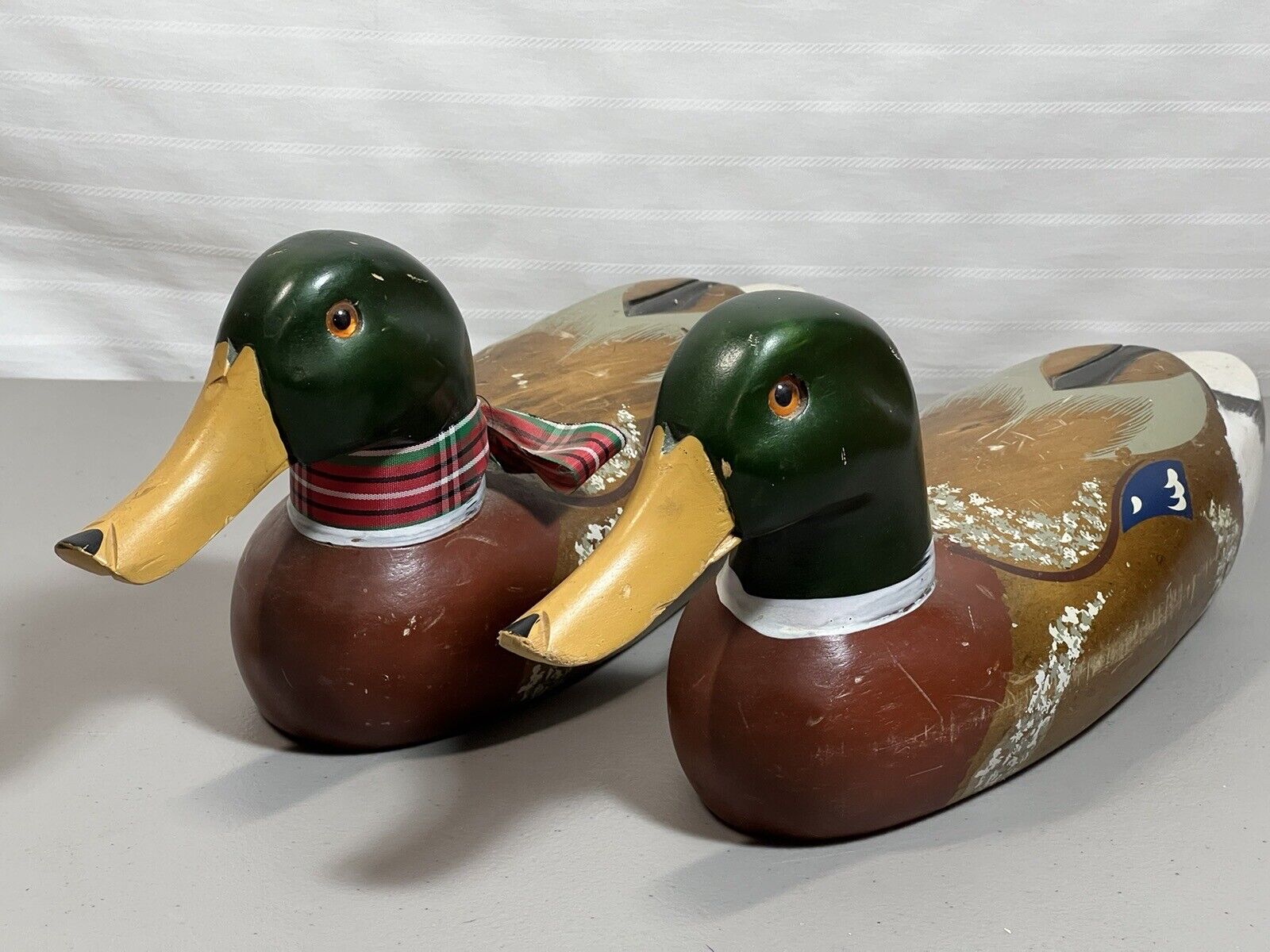 Vintage Long Wood Duck Carving EMSON Hand Painted Decor-Made in Taiwan R.O.C.