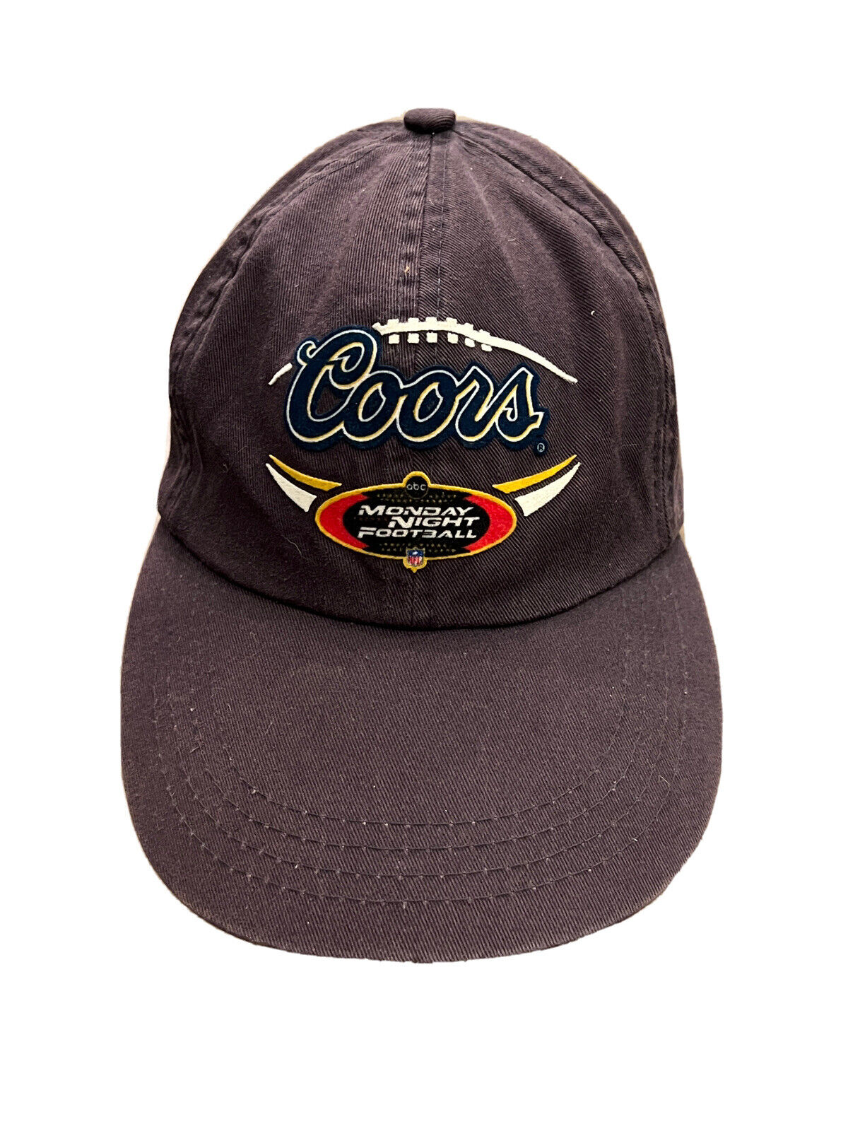 Vintage Nissin Mens Dark Gray Coors Monday Night Football Strapback Hat Cap