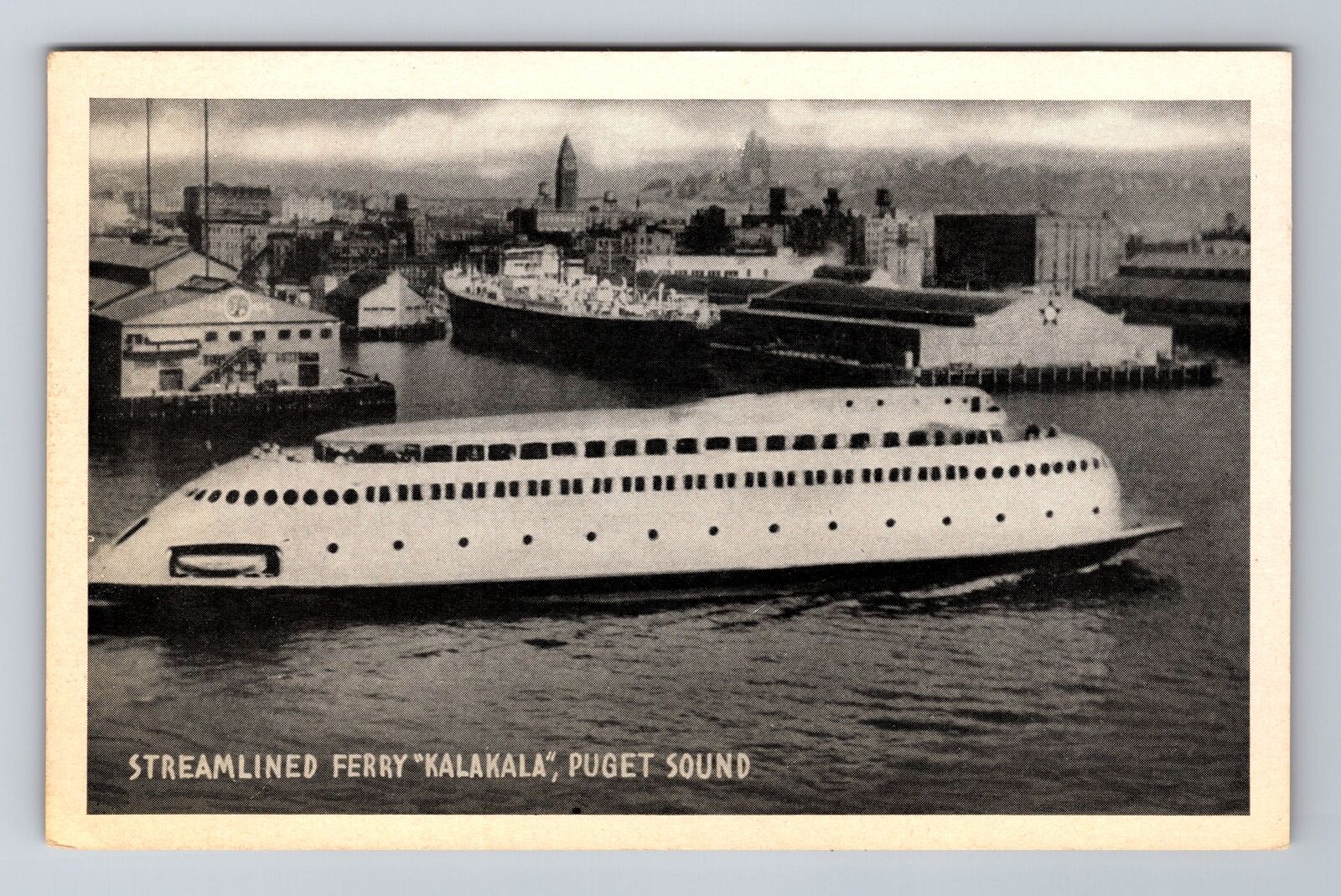 Puget Sound WA-Washington, Streamlined Ferry Kalakala, Antique Vintage Postcard