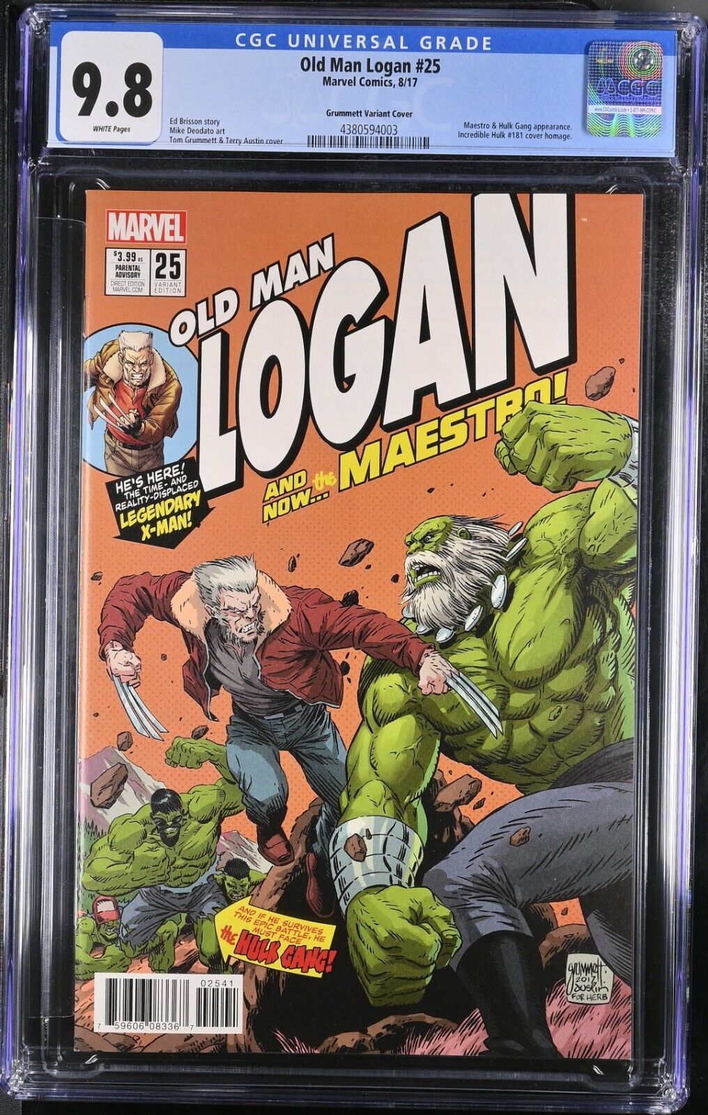 Old Man Logan #25 1:10 Tom Grummett Variant 2017 CGC 9.8