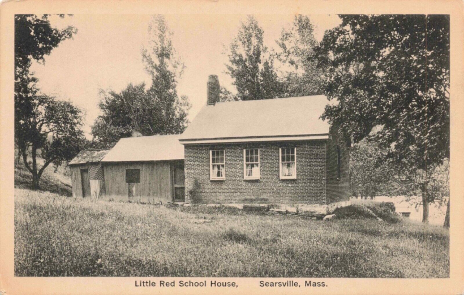 Little Red School House, Searsville, Massachusetts Vintage PC