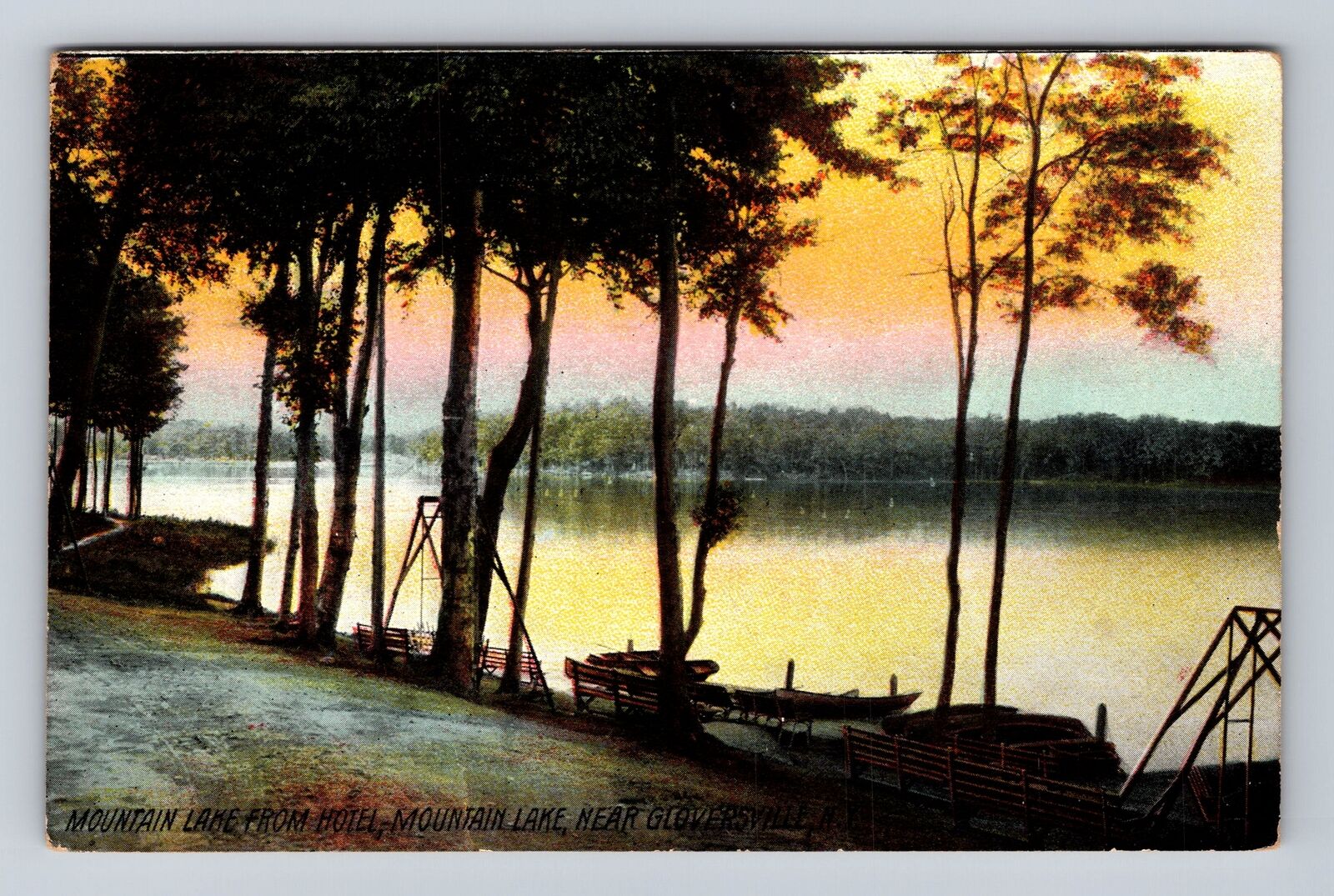 Gloversville NY- New York, Mountain Lake From Hotel, Vintage c1910 Postcard